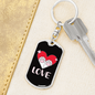 Heart Paws Love Cat Keychain Stainless Steel or 18k Gold Dog Tag Keyring-Express Your Love Gifts