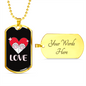 Heart Paws Love Cat Necklace Stainless Steel or 18k Gold Dog Tag 24" Chain-Express Your Love Gifts