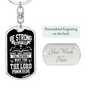 Heart Take Courage Psalm 31:24 Keychain Stainless Steel or 18k Gold Dog Tag Keyring-Express Your Love Gifts