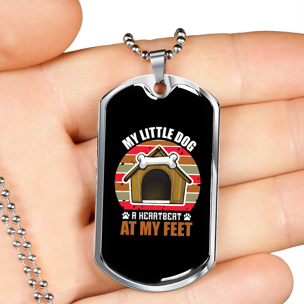 Heartbeat at My Feet Dog House Necklace Stainless Steel or 18k Gold Dog Tag 24" Chain-Express Your Love Gifts