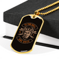 Hell And Back Biker Necklace Stainless Steel or 18k Gold Dog Tag 24"-Express Your Love Gifts