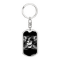 Helmet Skull Biker Keychain Stainless Steel or 18k Gold Dog Tag Keyring-Express Your Love Gifts