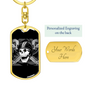 Helmet Skull Biker Keychain Stainless Steel or 18k Gold Dog Tag Keyring-Express Your Love Gifts