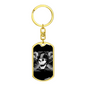 Helmet Skull Biker Keychain Stainless Steel or 18k Gold Dog Tag Keyring-Express Your Love Gifts