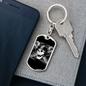 Helmet Skull Biker Keychain Stainless Steel or 18k Gold Dog Tag Keyring-Express Your Love Gifts