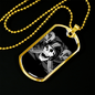Helmet Skull Biker Necklace Stainless Steel or 18k Gold Dog Tag 24"-Express Your Love Gifts