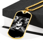 Helmet Skull Biker Necklace Stainless Steel or 18k Gold Dog Tag 24"-Express Your Love Gifts
