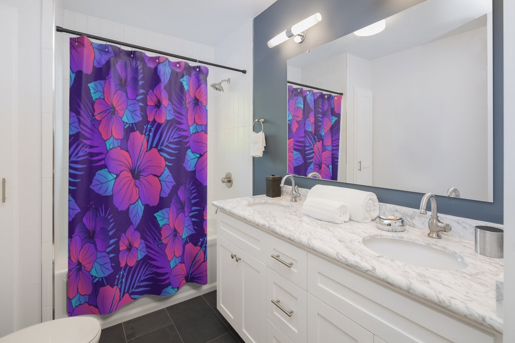 Hibiscus Flower Stylish Design 71" x 74" Elegant Waterproof Shower Curtain for a Spa-like Bathroom Paradise Exceptional Craftsmanship-Express Your Love Gifts