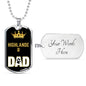 Highlander Cat Dad Necklace Stainless Steel or 18k Gold Dog Tag 24" Chain-Express Your Love Gifts