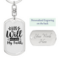His Will His Way Christian Keychain Stainless Steel or 18k Gold Dog Tag Keyring-Express Your Love Gifts