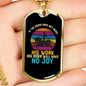 His Work No Joy Horse Necklace Stainless Steel or 18k Gold Dog Tag 24" Chain-Express Your Love Gifts