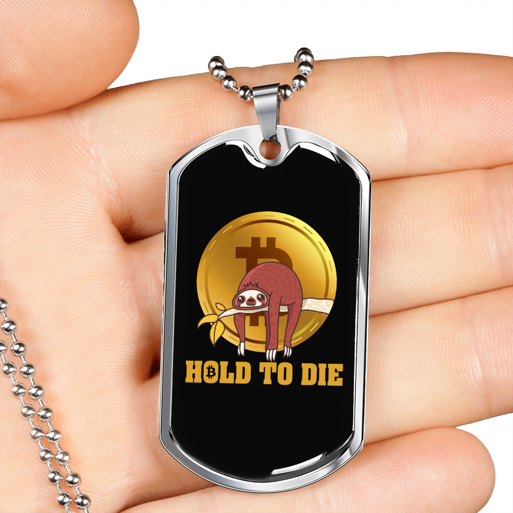 Hold to Die Crypto Necklace Stainless Steel or 18k Gold Dog Tag 24" Chain-Express Your Love Gifts