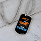 Hold Your Horses Horse Necklace Stainless Steel or 18k Gold Dog Tag 24" Chain-Express Your Love Gifts