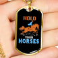 Hold Your Horses Horse Necklace Stainless Steel or 18k Gold Dog Tag 24" Chain-Express Your Love Gifts