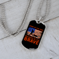 Home of the Brave Necklace Stainless Steel or 18k Gold Dog Tag 24" Chain-Express Your Love Gifts