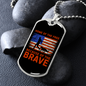 Home of the Brave Necklace Stainless Steel or 18k Gold Dog Tag 24" Chain-Express Your Love Gifts
