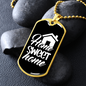 Home Sweet Home Necklace Stainless Steel or 18k Gold Dog Tag 24" Chain-Express Your Love Gifts