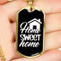 Home Sweet Home Necklace Stainless Steel or 18k Gold Dog Tag 24" Chain-Express Your Love Gifts