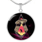 Homesick Alien Circle Pendant UFO Alien Fan Necklace Stainless Steel or 18k Gold 18-22"-Express Your Love Gifts