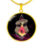 Homesick Alien Circle Pendant UFO Alien Fan Necklace Stainless Steel or 18k Gold 18-22"-Express Your Love Gifts