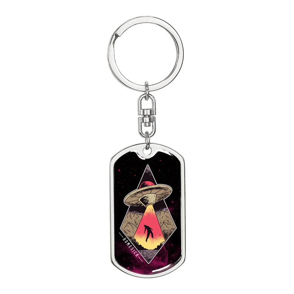 Homesick Alien Dog Tag Pendant Keychain Stainless Steel or 18k Gold-Express Your Love Gifts