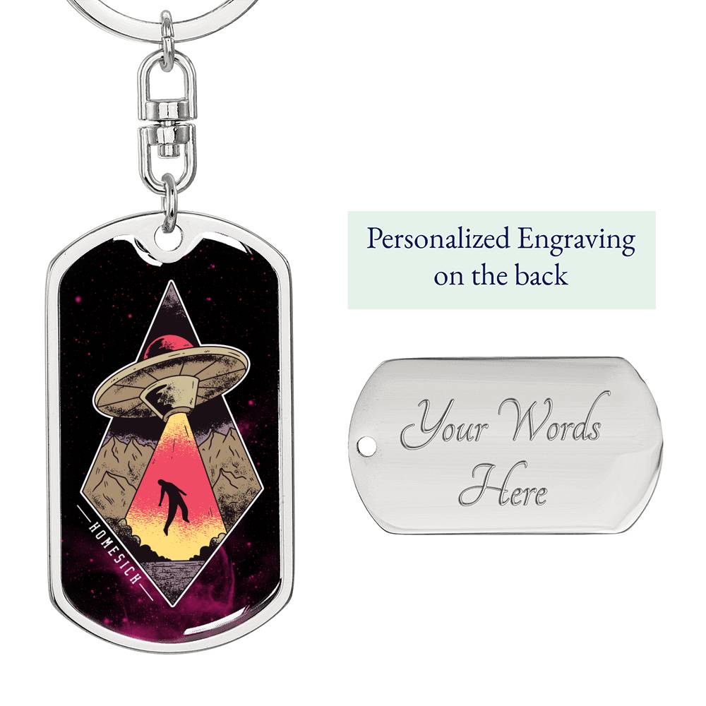 Homesick Alien Dog Tag Pendant Keychain Stainless Steel or 18k Gold-Express Your Love Gifts