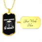 Honey Badger of Money Crypto Necklace Stainless Steel or 18k Gold Dog Tag 24" Chain-Express Your Love Gifts