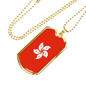 Hongkong Flag Necklace Stainless Steel or 18k Gold Dog Tag 24" Chain-Express Your Love Gifts