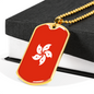 Hongkong Flag Necklace Stainless Steel or 18k Gold Dog Tag 24" Chain-Express Your Love Gifts