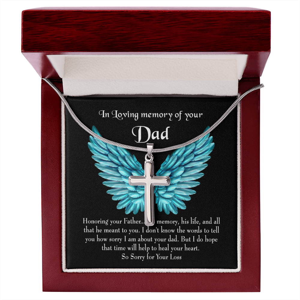Honoring Your Dad Dad Memorial Gift Dad Memorial Cross Necklace Sympathy Gift Loss of Father Condolence Message Card-Express Your Love Gifts