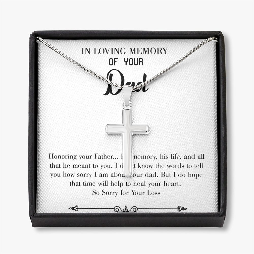 Honoring Your Father Dad Memorial Gift Dad Memorial Cross Necklace Sympathy Gift Loss of Father Condolence Message Card-Express Your Love Gifts