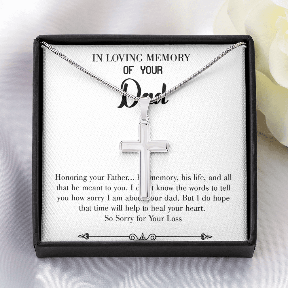 Honoring Your Father Dad Memorial Gift Dad Memorial Cross Necklace Sympathy Gift Loss of Father Condolence Message Card-Express Your Love Gifts