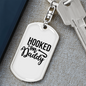 Hooked On Daddy Fishing Keychain Stainless Steel or 18k Gold Dog Tag Keyring-Express Your Love Gifts