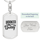 Hooked On Daddy Fishing Keychain Stainless Steel or 18k Gold Dog Tag Keyring-Express Your Love Gifts