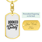 Hooked On Daddy Fishing Keychain Stainless Steel or 18k Gold Dog Tag Keyring-Express Your Love Gifts
