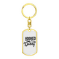 Hooked On Daddy Fishing Keychain Stainless Steel or 18k Gold Dog Tag Keyring-Express Your Love Gifts