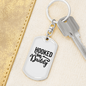 Hooked On Daddy Fishing Keychain Stainless Steel or 18k Gold Dog Tag Keyring-Express Your Love Gifts