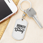 Hooked On Daddy Fishing Keychain Stainless Steel or 18k Gold Dog Tag Keyring-Express Your Love Gifts
