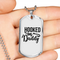 Hooked On Daddy Fishing Necklace Stainless Steel or 18k Gold Dog Tag 24" Chain-Express Your Love Gifts