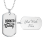 Hooked On Daddy Fishing Necklace Stainless Steel or 18k Gold Dog Tag 24" Chain-Express Your Love Gifts