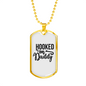 Hooked On Daddy Fishing Necklace Stainless Steel or 18k Gold Dog Tag 24" Chain-Express Your Love Gifts
