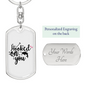 Hooked On You Fishing Keychain Stainless Steel or 18k Gold Dog Tag Keyring-Express Your Love Gifts