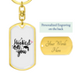 Hooked On You Fishing Keychain Stainless Steel or 18k Gold Dog Tag Keyring-Express Your Love Gifts