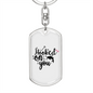 Hooked On You Fishing Keychain Stainless Steel or 18k Gold Dog Tag Keyring-Express Your Love Gifts