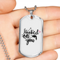 Hooked On You Fishing Necklace Stainless Steel or 18k Gold Dog Tag 24" Chain-Express Your Love Gifts