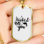 Hooked On You Fishing Necklace Stainless Steel or 18k Gold Dog Tag 24" Chain-Express Your Love Gifts
