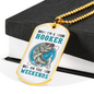 Hooker On The Weekends Fishing Necklace Stainless Steel or 18k Gold Dog Tag 24" Chain-Express Your Love Gifts