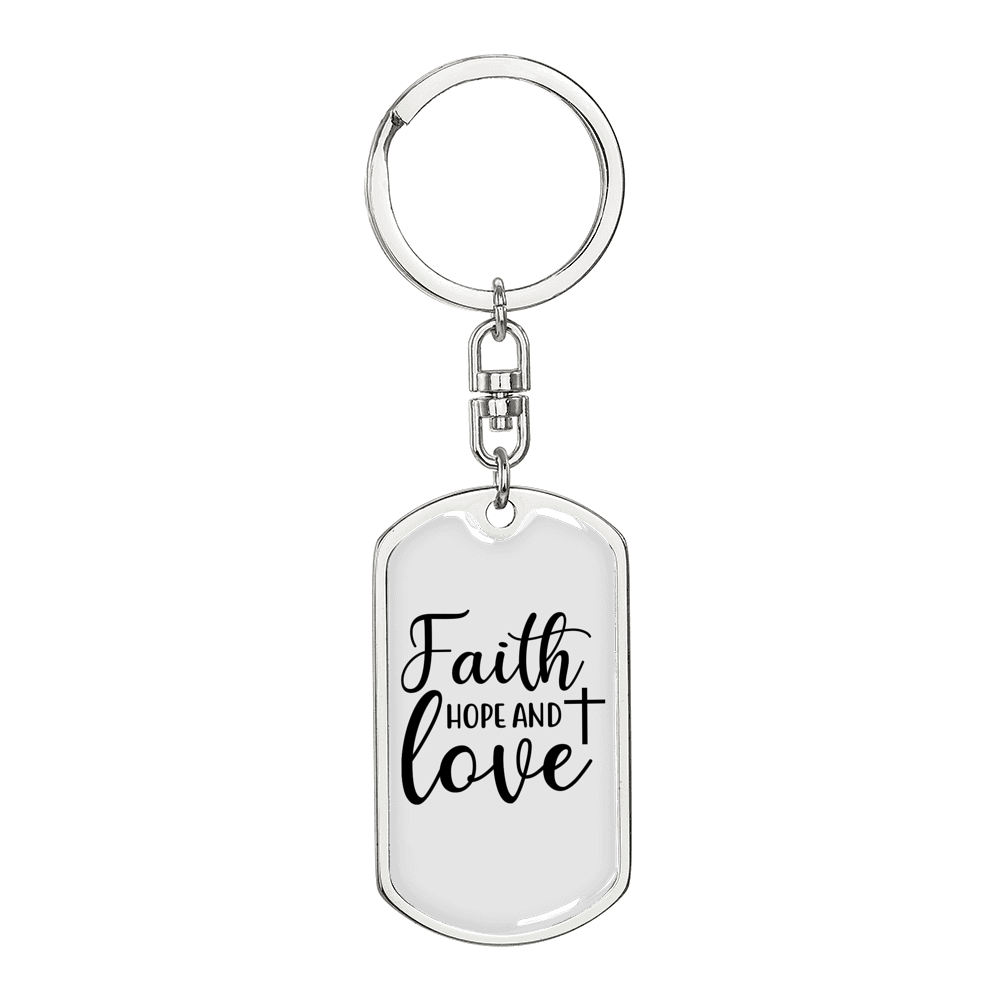 Hope And Love Cross Christian Keychain Stainless Steel or 18k Gold Dog Tag Keyring-Express Your Love Gifts