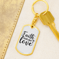 Hope And Love Cross Christian Keychain Stainless Steel or 18k Gold Dog Tag Keyring-Express Your Love Gifts
