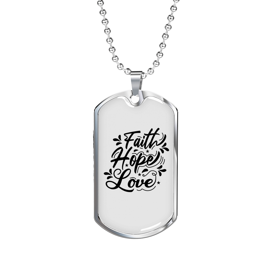 Hope Love Necklace Stainless Steel or 18k Gold Dog Tag 24" Chain-Express Your Love Gifts